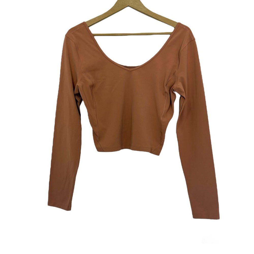 Lululemon Brown‎ Long Sleeve Cropped Align Top Athletic Gym Running Active Yoga